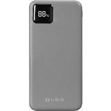 S-link G104 10000mAh 2*USB+Type-C+Micro Kompakt Tasarım Gümüş LCD Taşınabilir Pil Şarj Cihazı Powerbank