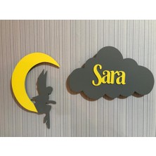 Işıklı Toplar Türkiye Çocuk Odası Dekoratif Melekli Ay, Bulut Gece Lambası Ledli Aydınlatma