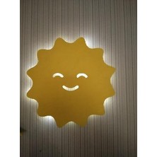 Işıklı Toplar Türkiye  Çocuk Odası Dekoratif Ahşap Güneş Gece Lambası Ledli Aydınlatma