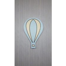 Işıklı Toplar Türkiye  Çocuk Odası Dekoratif Ahşap Paraşüt ( Bebe Mavi + Beyaz ) Gece Lambası Ledli Aydınlatma