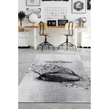 Homshtag Mouse Sanatı Pamuklu Dokuma Tabanlı Yıkanabilir Kaymaz Tasarımcı Halısı