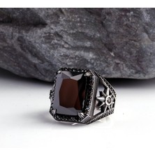 Tesbih Sepetim Zirkon Taşlı Yıldız Model Erkek Gümüş Yüzük