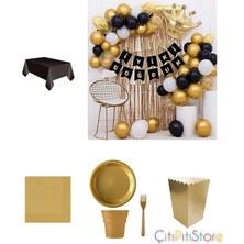 Kral Taçlı Balon Zinciri Doğum Günü Seti 8 Kişilik