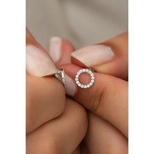 Nereze 925 Ayar Gümüş Beyaz Minik Yuvarlak Küpe