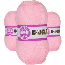 Dora 3 Adet Dora El Örgü Ipi Yünü 100 gr 039 Bebe Pembe