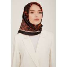 Armine İpek Eşarp Sura Zebra Desen Kızıl Kahve 2022-23 Sonbahar Kış