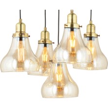 Lampaluce Cono Modern Sarkıt Salon Avizesi 5'li Sarı 40 x 70 cm