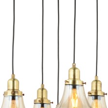 Lampaluce Cono Modern Sarkıt Salon Avizesi 5'li Sarı 40 x 70 cm