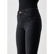 Denim Trip Normal Bel Dar Paça Skinny Fit Siyah Kadın Denim Pantolon DTK332 Siyah