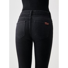 Denim Trip NELLY Skinny Fit Yıkamalı Siyah Kadın Jean Pantolon
