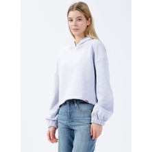 Denim Trip Kapüşon Yaka Düz Lila Kadin Sweatshirt DT10113-2 Lila