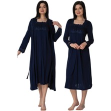 Effortt Sabahlıklı Lohusa Gecelik Takımı Effortt 2402LACIVERT