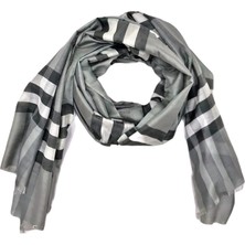 Burberry Ekose Desen Gri Beyaz Kareli Şal 70X250 cm Exaggerated Check