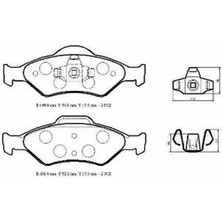 Otoco Ford Ka- 98/06 Ön Fren Balatası 1,0/1,3cc (Disk) (149,9X54X17,5/15 1,4X52,2X17,5)(BRAMAX) YS61-2K021-AA