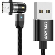 Fayshow 540 ° Şarj USB Kablosu 360 ° ve 180 ° Tip USB Siyah 0.5 m Tip-C (Yurt Dışından)