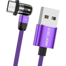 Fayshow 540 ° Şarj USB Kablosu 360 ° ve Tip USB Telefon 2 m Type-C İçin (Yurt Dışından)