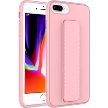 Apple iPhone 8 Plus Kılıf Qstand Darbe Emici Silikon Kapak Pembe