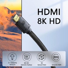 Baseus 8k 60HZ 1.5mt Dinamik Hdr Görüntü Aktarım HDMI Kablo, 48GBPS Kopmaz Örgü Tasarımlı HDMI Kablo