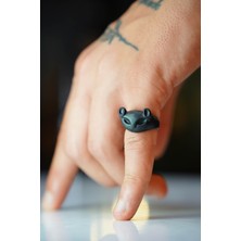 The Collection Kitsune Fox Tilki Figür Ayarlanabilir Siyah Yüzük