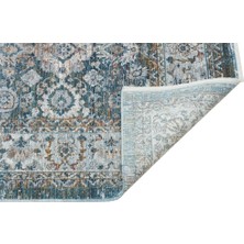 Apex Heriz 8216 Mavi Etnik Desen Bambu Viskon Özel Tezgah Salon Halısı
