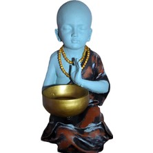 Nesli Butik Oturan Buddha Buda 34 cm Dekoratif El Boyaması Biblo