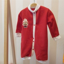Pazariz Unisex Bebek Kırmızı Beyaz Christmas Noel Baba Çıtçıtlı Tulum Şapka Tunngoo TNGO35001100130