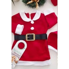Pazariz Kız Çocuk Kırmızı Yeni Yıl Noel Kostüm Elbise Seti