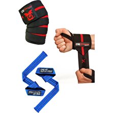 Dex Supports Ağırlık Kayışı ( Lifting Straps ) + Fitness Bilekliği ( Wrist Wraps Elite ) +Diz Bandajı ( Knee Wraps )