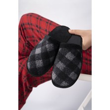 Moda Fırsat Erkek Siyah Günlük Terlik Peluş Yıkanabilir Ev Terliği Misafir Çeyiz Damat Terliği