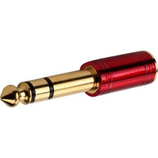 6.35MM Erkek - 3.5mm Kadın Ses Stereo Kulaklık Adaptör Dönüştürücü Fiş Kırmızı (Yurt Dışından)