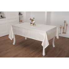 Finezza Kristal Jakar Süet Kumaş Krem Masa Örtüsü  Dikdörtgen 140X200 cm - 1310