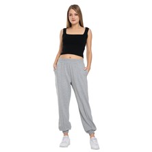 Crozwise Lastik Paça - Kadın Pamuklu Grimelanj Eşofman Altı - 2172-05