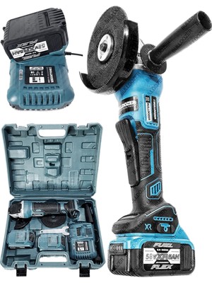 Bulldozer Çift Akülü Taşlama Spirel Makinesi 58v Blue Pro Şarjlı Taşlama Makinesi