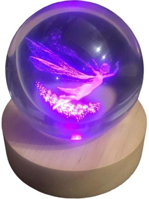 Dekoratif Peri Kızı Tasarımlı Ahşap Altlıklı Işıklı Cam Küre