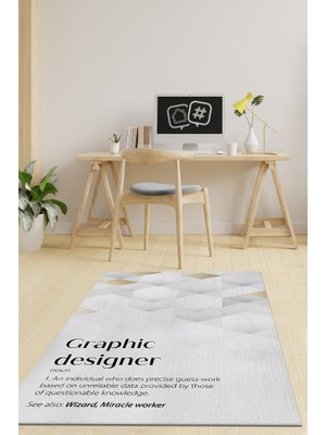 Homshtag Grafik Tasarımcı Pamuklu Dokuma Tabanlı Yıkanabilir Kaymaz Tasarımcı Halısı