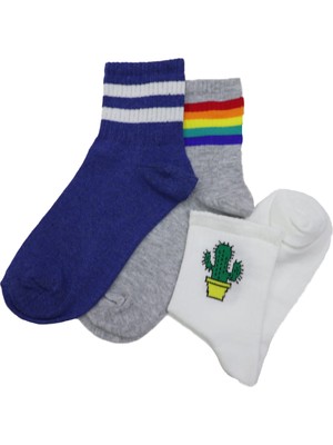 Kapar Yakamoz 3'lü Extra Rahat Unisex Spor Yarım Konç Kolej Çorap