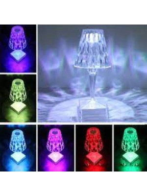 Crystal Palace Şarjlı Dokunmatik Sihirli Lamba Kristal Abajur Rgb Ledli Kumandalı LED Masa Gece Lambası 7 Renk 27 cm