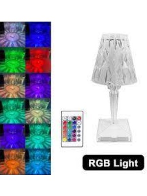 Crystal Palace Şarjlı Dokunmatik Sihirli Lamba Kristal Abajur Rgb Ledli Kumandalı LED Masa Gece Lambası 7 Renk 27 cm