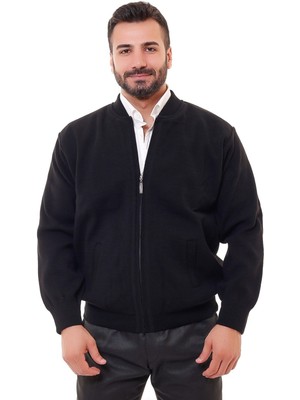 Blues Moda moda Astarlı Cepli Farmuarlı Çelik Örme Ceket Hırka Siyah