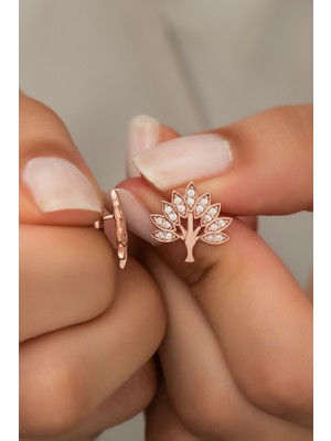 Nereze 925 Ayar Gümüş Zirkon Taşlı Ağaç Model Küpe