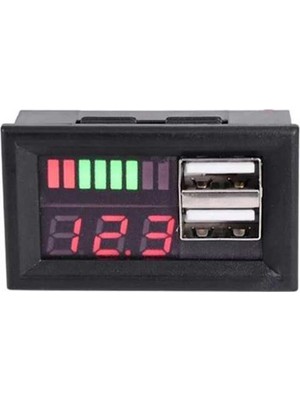 Hobi Mekatronik Kırmızı LED Ekran Dijital Voltmetre USB 5V 2A Çıkışlı DC12V