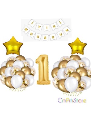 1 Yaş Gold Doğum Günü Set