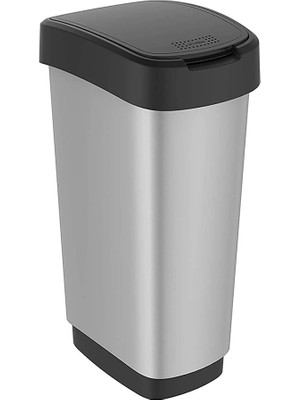 Rotho Swing Çöp Kutusu 25L Metalik Gri