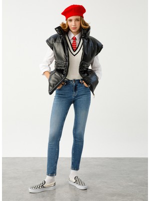 Denim Trip TINA Slim Fit Normal Bel Orta İndigo Kadın Jean Pantolon