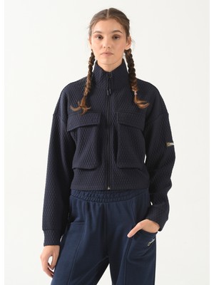 National Geographic Dik Yaka Kapitone Lacivert Kadın Sweatshirt C-W-Palu