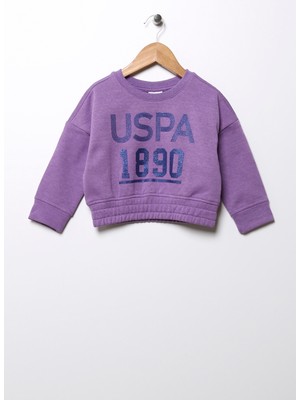 U.S. Polo Assn.  Baskılı Kız Çocuk Pembe Sweatshirt Edı