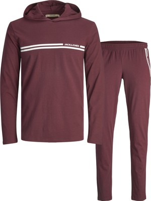 Jack & Jones Baskılı Erkek Çocuk Bordo Sweatshirt Jacwıllıam Hood And Pants Gıftb Jnr