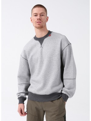 Armani Exchange Bisiklet Yaka Gri Erkek Sweatshirt 6lzmbb 49AF-L. Grey/d. Grey Mela