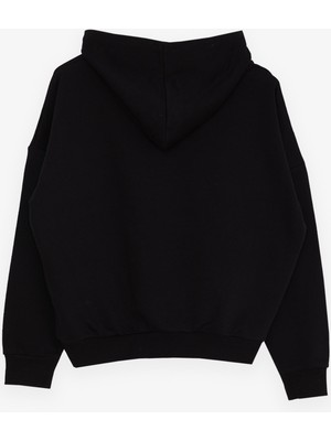 Breeze Kız Çocuk Sweatshirt Yazı Baskılı 9-14 Yaş, Siyah