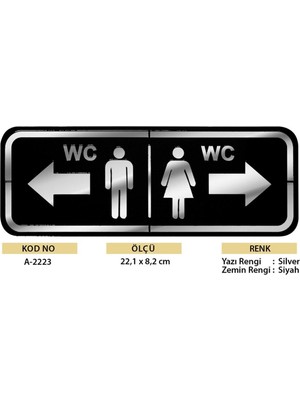 Eym Abs Lüx Çift Katlı Yönlendirme Levhası Siyah-Gümüş Bay-Bayan Wc